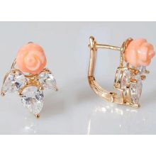 Серьги с кораллом "Розочка ободки"