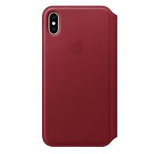 Кожаный чехол Apple Leather Folio для iPhone XS Max, цвет (PRODUCT RED) красный  MRX32ZM A