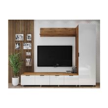 Case Гостиная ASTERIA XL с полкой Дуб вотан Белый глянец