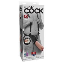 Pipedream Страпон-система с телесной насадкой 11  Two Cocks One Hole Hollow Strap-On Suspender System - 30,5 см. (телесный)