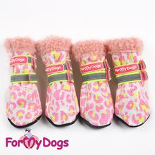 Зимние сапожки для собак из дубленки на подошве неопрен, розовые FMDX612A-2015-1