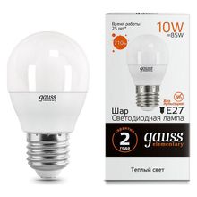 Gauss Лампа светодиодная Gauss LED Elementary Globe E27 10Вт 3000K 53210 ID - 430249