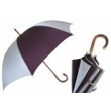 Pasotti - Зонт мужской двух цветный серо фиолетовый, трость, ручка дерево классика.