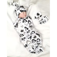 СуперМаМкет Комплект: кокон для пеленания "Собачки" + шапочка + антицарапки plml-id0113 собачки