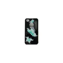 Пластиковый чехол для iPhone 4 4S iCover Pure Butterfly, цвет Black Sky Blue (IP4-HP BK-PB SB)