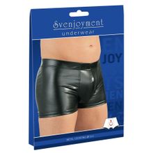 Мужские трусы-шорты из wet-look материала с эрекционным кольцом XL Черный