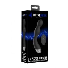 Черный гладкий вибромассажер с электростимуляцией и пультом ДУ E-Stim G P-Spot Vibrator - 19,5 см. (206509)