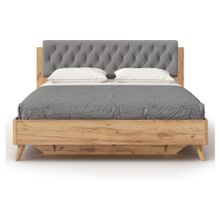 Алмаз. Любимый дом Марта-2 Кровать 1600 (с КО и мягкой накладкой, каретная стежка Capri 24) (Дуб Золотой Серый)