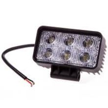 Китай Фара все ТС   противотуманная, 6 LED, 18W, прямоугольная, рассеиваемый свет, алюм.корпус, 110х50х80, 12-24В Китай