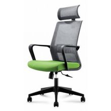 Кресло офисное Интер база нейлон черный пластик серая сетка зеленая ткань