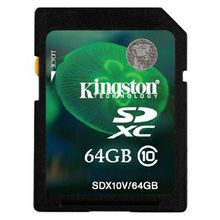 Карта памяти 64ГБ Kingston "SDX10V 64GB" SecureDigital XC Class10