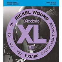 EXL190 XL NICKEL WOUND Струны для бас-гитары Long Custom Light 40-100 D`Addario