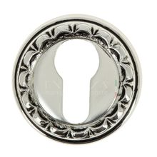 Накладка под цилиндр дверная Extreza CYL R02 натуральное полир. серебро + черный F24