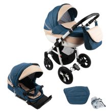 Коляска Adamex NEONEX синий+молочный+бежевый TIP12