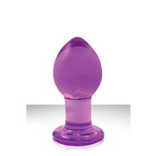 Средняя фиолетовая стеклянная анальная пробка CRYSTAL PLUG Фиолетовый