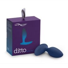 We-vibe Синяя анальная пробка для ношения Ditto с вибрацией и пультом ДУ - 8,8 см.