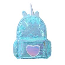 Mihi Mihi Дошкольный рюкзак с пайетками Единорог с сердцем Bright Dreams бирюзовый