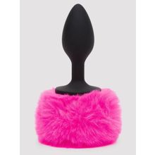 Черная анальная пробка с розовым хвостом Small Bunny Tail Butt Plug (черный с розовым)