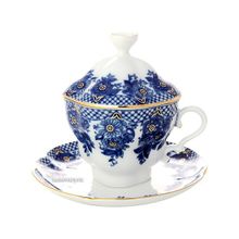 Чашка чайная с крышечкой и блюдцем форма "Подарочная-2", рисунок "Гирлянда", Императорский фарфоровый завод