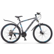 26" STELS Navigator-640D 2019 (24ск, алюм, аморт.вилка, диск.гидр, Microshift M20 M26 трещетка)(V010, рама 17", серый синий)