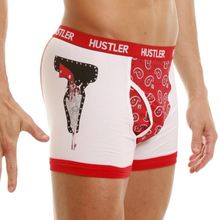 Hustler Lingerie Мужские хлопковые боксеры HUSTLER с забавным принтом (XL   черный с белым)