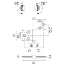 Foresti & Suardi Петля разъемная дверная из хромированной латуни Foresti & Suardi 111SX.C 62 x 28 x 3,3 мм левая