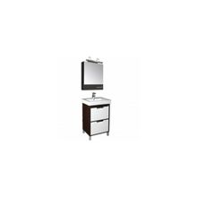 Aquanet Мебель для ванной Гретта 60 (венге фасад белый с 2 ящиками) - Зеркало Нота Тоника 58 венге