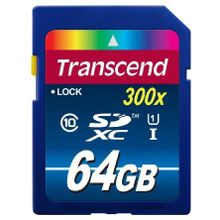 transcend (Флеш-накопитель transcend 64gb sdxc card class10 uhs-i, 300x) ts64gsdu1