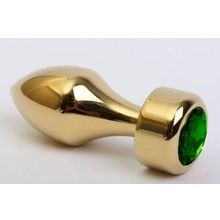 Анальная втулка с кристаллом Gold Butt Plug Green 7,8 см