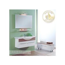 Акватон Мебель для ванной Логика 95 (лен) - Набор мебели стандартный (зеркало, светильник, тумба-умывальник, раковина, тумба выкатная)