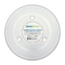 Тарелка стеклянная Eurokitchen для микроволновки, диаметр 315 мм, с выступами + Чистящее средство для СВЧ-печей и духовых шкафов