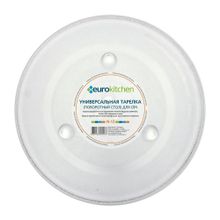 Тарелка стеклянная Eurokitchen для микроволновки, диаметр 315 мм, с выступами + Чистящее средство для СВЧ-печей и духовых шкафов