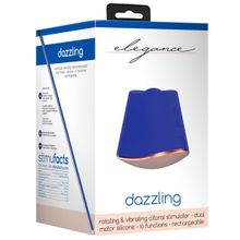 Синий клиторальный стимулятор Dazzling с вибрацией и ротацией - 6,7 см.