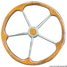 Osculati SS steering wheel w teak external rim 700 mm, 45.167.05