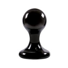 NS Novelties Чёрная анальная пробка среднего размера Luna Balls на присоске - 8,5 см. (черный)