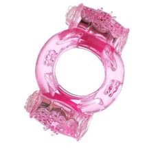 Розовое виброкольцо с двумя виброэлементами (розовый)