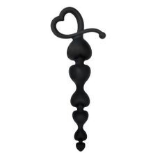 Toyz4lovers Чёрная анальная цепочка с звеньями-сердечками HEARTY ANAL WAND SILICONE - 18 см. (фиолетовый)