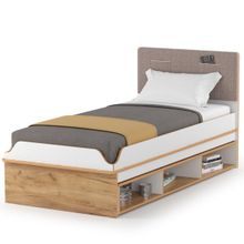 Нижегородмебель и К Кровать детская с выкатными ящиками Вуди цвет белый премиум дуб крафт золотой ID - 295626