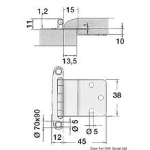 Osculati SS hinge 57x44 mm, 71.607.00