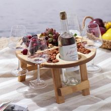 Столик-поднос для вина с менажницей и складными ножками Adelica, на 4 персоны, d=35×2,8 см, берёза