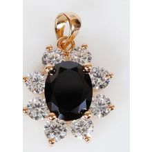 Кулон с чёрным фианитом "Овал"
