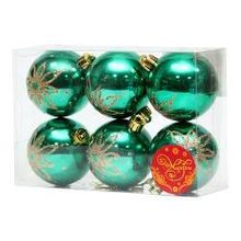 Magic-Time Набор шаров зеленый с золотыми лепестками, 6 штук, пластик (41923)