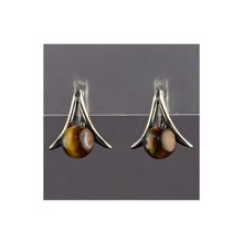 Бусики-Колечки Серьги Тигровый глаз "Ласточка" арт.сс-3856