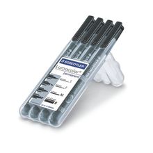 Маркер перманентный Lumocolor . набор 4 штуки толщина S-0.4 mm F-0.6 mm M-1 mm B1-2.5 mm. черный