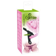 Розовый страпон на трусиках с регулируемыми бретелями Smile - 16 см. (розовый)