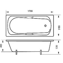 Чугунная ванна Юмика (170x75) с отверстиями под ручки