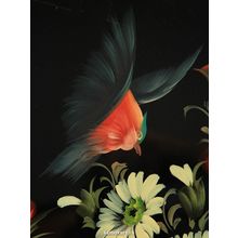 Поднос Жостово "Птица в цветах на черном фоне" 28*38 см, арт. А-7.5