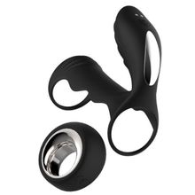 Dream Toys Черная насадка на пенис с вибрацией HYPERION REMOTE - 10 см. (черный)