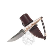 Нож шейный "Рыбка" (сталь K-110 ), Сандер А.И., рукоять - рог, скримшоу Охота