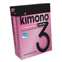 Kimono Презервативы KIMONO с ароматом сакуры - 3 шт.